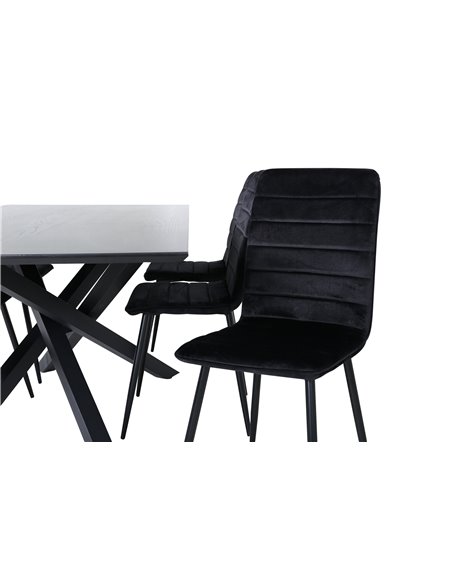 Matgrupp Piazza med Windu matstolar, 180 × 90 cm