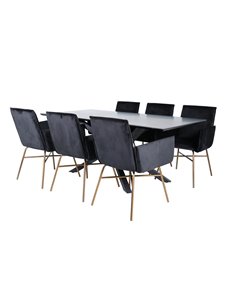 Matgrupp Piazza med Petra matstolar, 180 × 90 cm