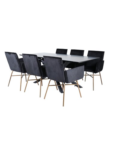 Matgrupp Piazza med Petra matstolar, 180 × 90 cm