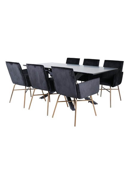 Matgrupp Piazza med Petra matstolar, 180 × 90 cm
