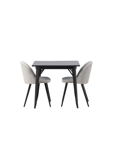Matgrupp Tempe med Velvet matstolar, 80 × 80 cm