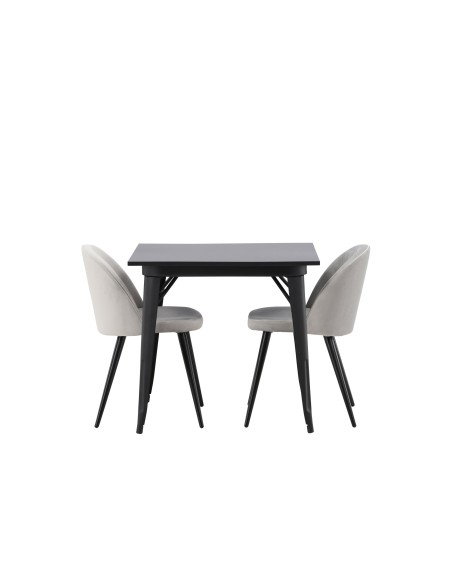 Matgrupp Tempe med Velvet matstolar, 80 × 80 cm