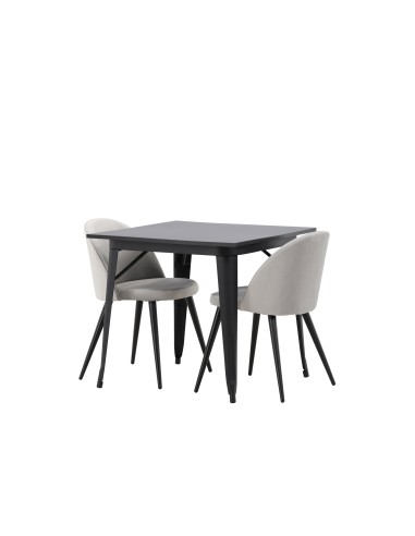 Matgrupp Tempe med Velvet matstolar, 80 × 80 cm