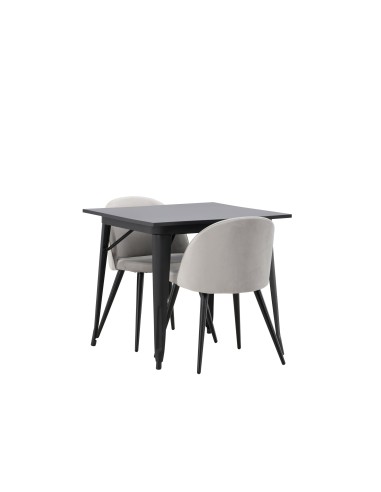 Matgrupp Tempe med Velvet matstolar, 80 × 80 cm