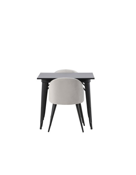 Matgrupp Tempe med Velvet matstolar, 80 × 80 cm