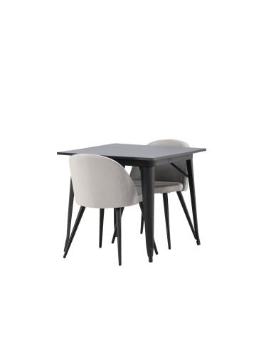 Matgrupp Tempe med Velvet matstolar, 80 × 80 cm