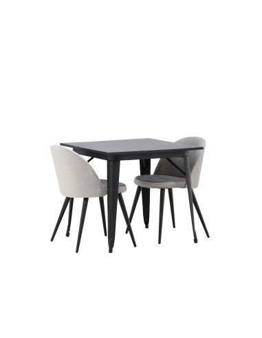 Matgrupp Tempe med Velvet matstolar, 80 × 80 cm