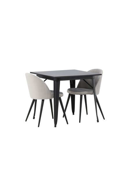 Matgrupp Tempe med Velvet matstolar, 80 × 80 cm