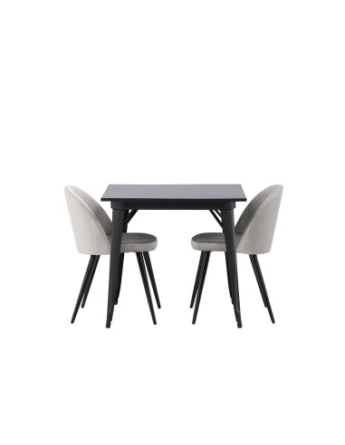 Matgrupp Tempe med Velvet matstolar, 80 × 80 cm