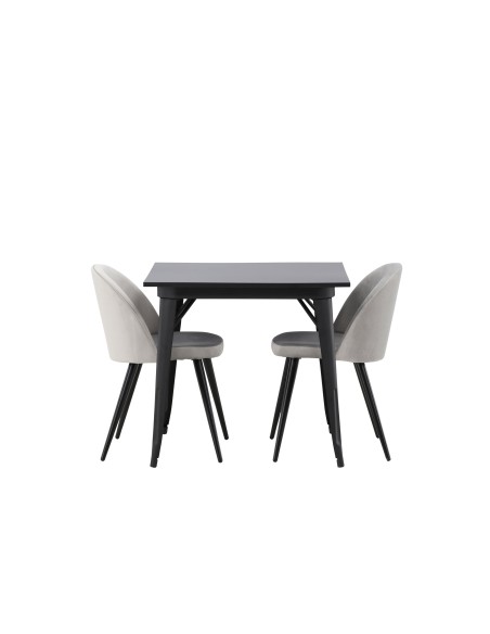 Matgrupp Tempe med Velvet matstolar, 80 × 80 cm