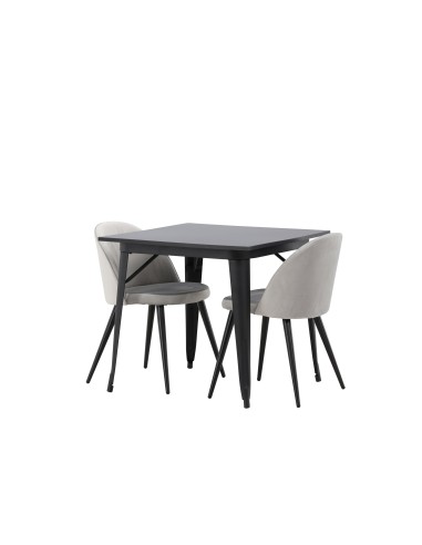 Matgrupp Tempe med Velvet matstolar, 80 × 80 cm