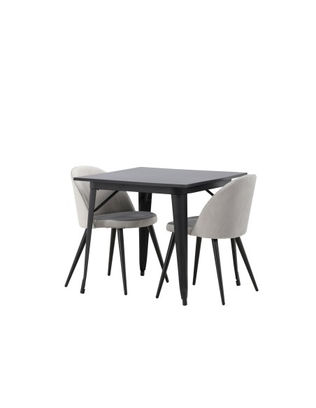 Matgrupp Tempe med Velvet matstolar, 80 × 80 cm
