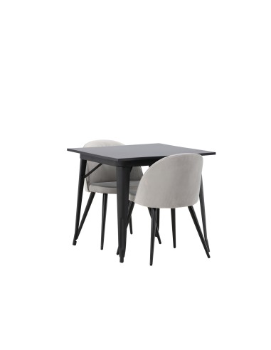 Matgrupp Tempe med Velvet matstolar, 80 × 80 cm