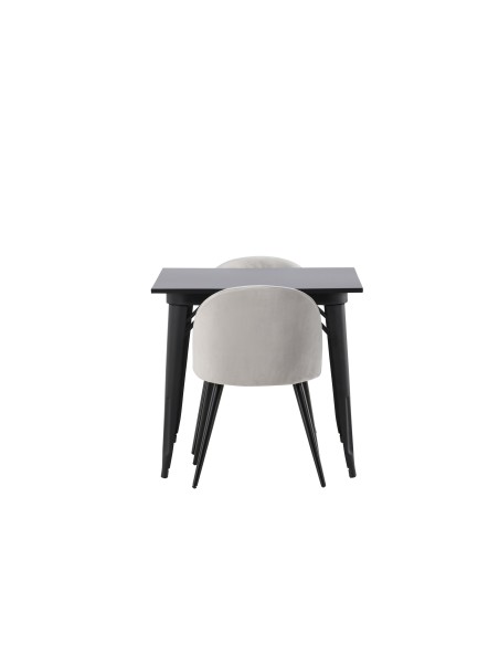 Matgrupp Tempe med Velvet matstolar, 80 × 80 cm