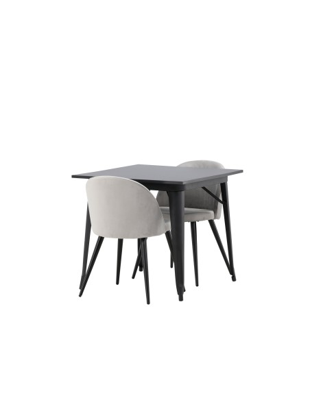 Matgrupp Tempe med Velvet matstolar, 80 × 80 cm
