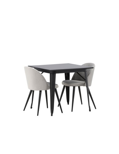Matgrupp Tempe med Velvet matstolar, 80 × 80 cm