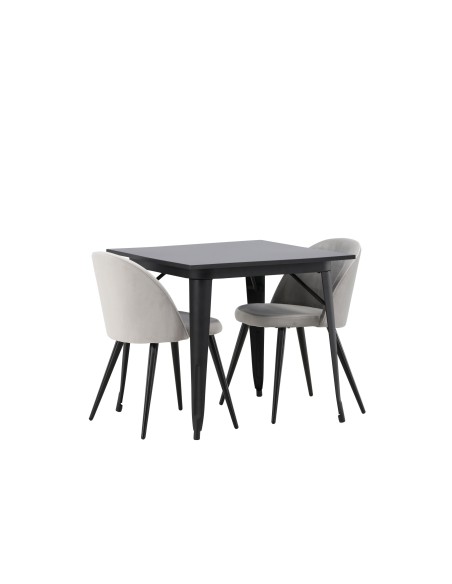 Matgrupp Tempe med Velvet matstolar, 80 × 80 cm