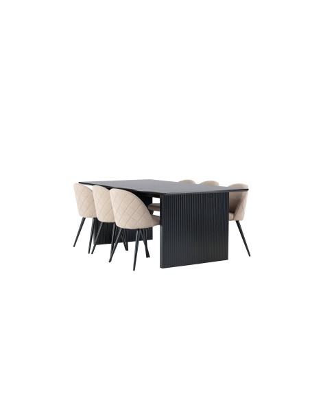 Matgrupp Vail med Velvet matstolar, 200 × 100 cm
