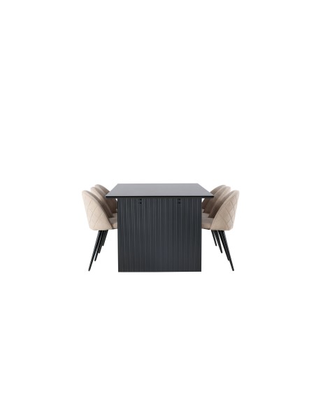 Matgrupp Vail med Velvet matstolar, 200 × 100 cm