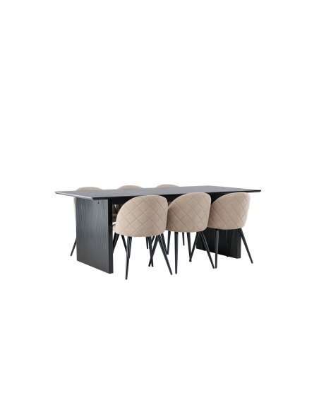 Matgrupp Vail med Velvet matstolar, 200 × 100 cm