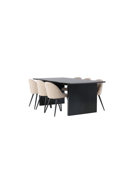 Matgrupp Vail med Velvet matstolar, 200 × 100 cm
