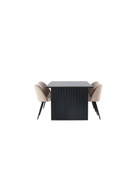 Matgrupp Vail med Velvet matstolar, 200 × 100 cm