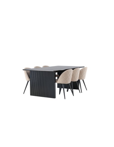 Matgrupp Vail med Velvet matstolar, 200 × 100 cm