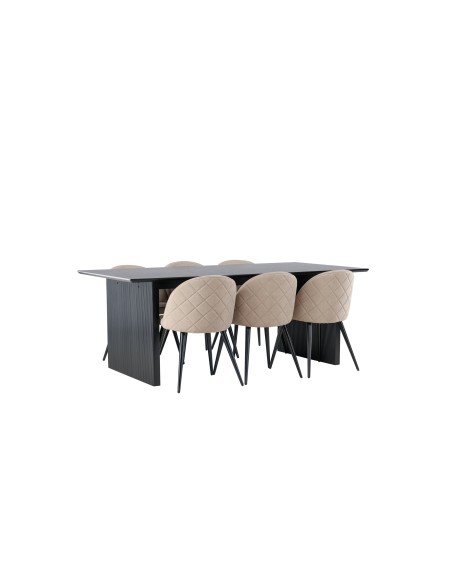 Matgrupp Vail med Velvet matstolar, 200 × 100 cm