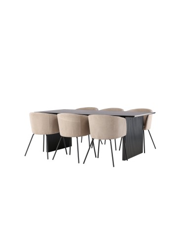 Matgrupp Vail med Berit matstolar, 200 × 100 cm