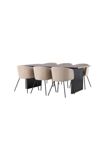Matgrupp Vail med Berit matstolar, 200 × 100 cm