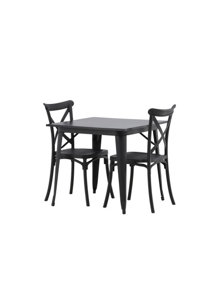 Matgrupp Tempe med Crosett matstolar, 80 × 80 cm
