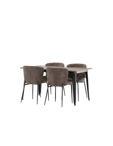 Matgrupp Tempe med Modesto matstolar, 140 × 80 cm