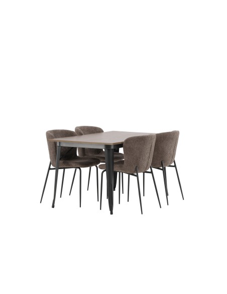Matgrupp Tempe med Modesto matstolar, 140 × 80 cm