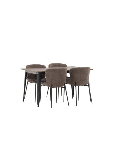 Matgrupp Tempe med Modesto matstolar, 140 × 80 cm
