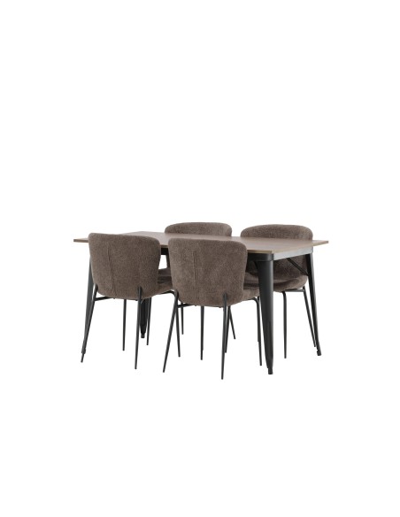 Matgrupp Tempe med Modesto matstolar, 140 × 80 cm
