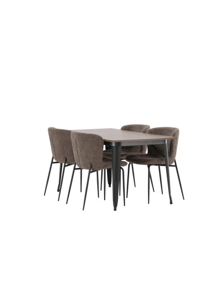Matgrupp Tempe med Modesto matstolar, 140 × 80 cm