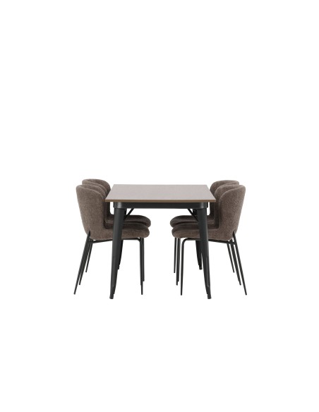Matgrupp Tempe med Modesto matstolar, 140 × 80 cm