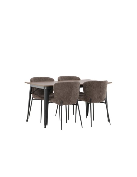 Matgrupp Tempe med Modesto matstolar, 140 × 80 cm
