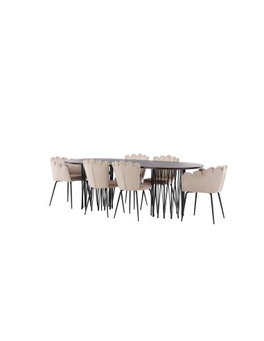 Matgrupp Stone med Limhamn matstolar, 220 × 100 cm