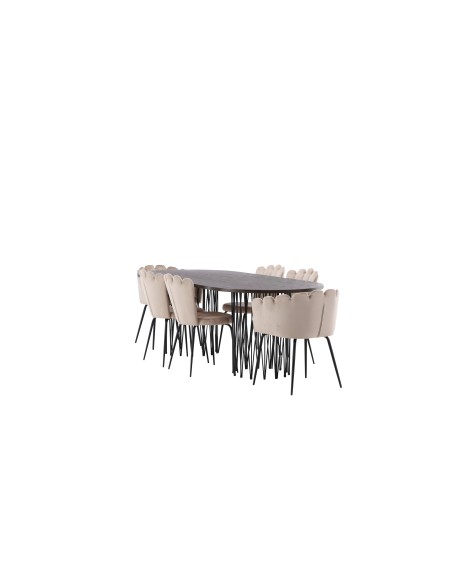 Matgrupp Stone med Limhamn matstolar, 220 × 100 cm
