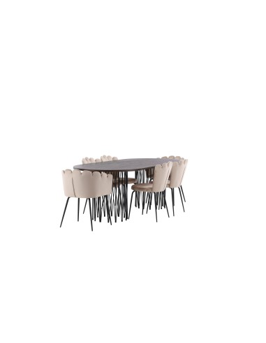 Matgrupp Stone med Limhamn matstolar, 220 × 100 cm