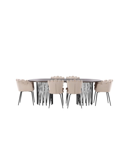 Matgrupp Stone med Limhamn matstolar, 220 × 100 cm