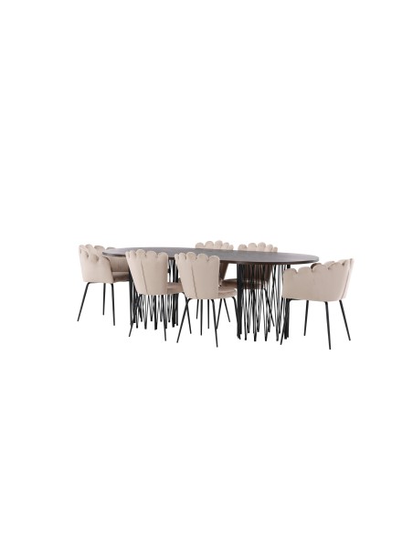 Matgrupp Stone med Limhamn matstolar, 220 × 100 cm