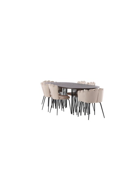 Matgrupp Stone med Limhamn matstolar, 220 × 100 cm