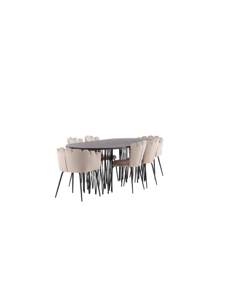 Matgrupp Stone med Limhamn matstolar, 220 × 100 cm