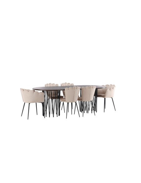 Matgrupp Stone med Limhamn matstolar, 220 × 100 cm