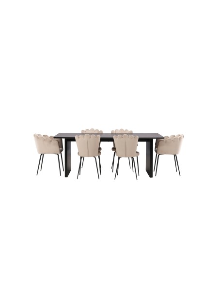 Matgrupp Vail med Limhamn matstolar, 200 × 100 cm