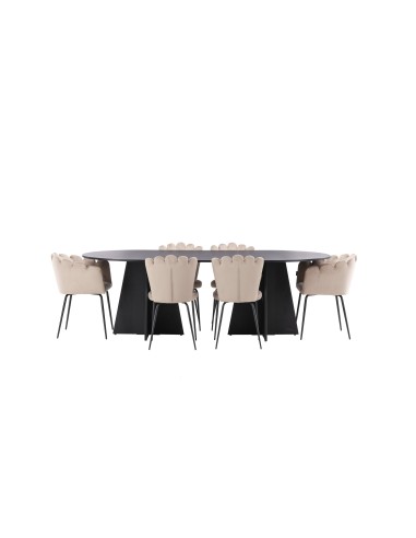 Matgrupp Bootcut med Limhamn matstolar, 230 × 115 cm