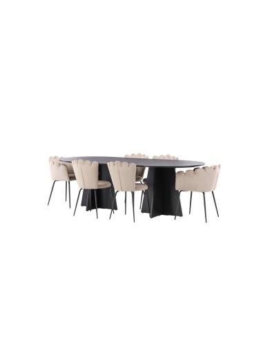 Matgrupp Bootcut med Limhamn matstolar, 230 × 115 cm