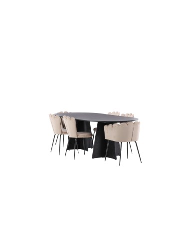 Matgrupp Bootcut med Limhamn matstolar, 230 × 115 cm